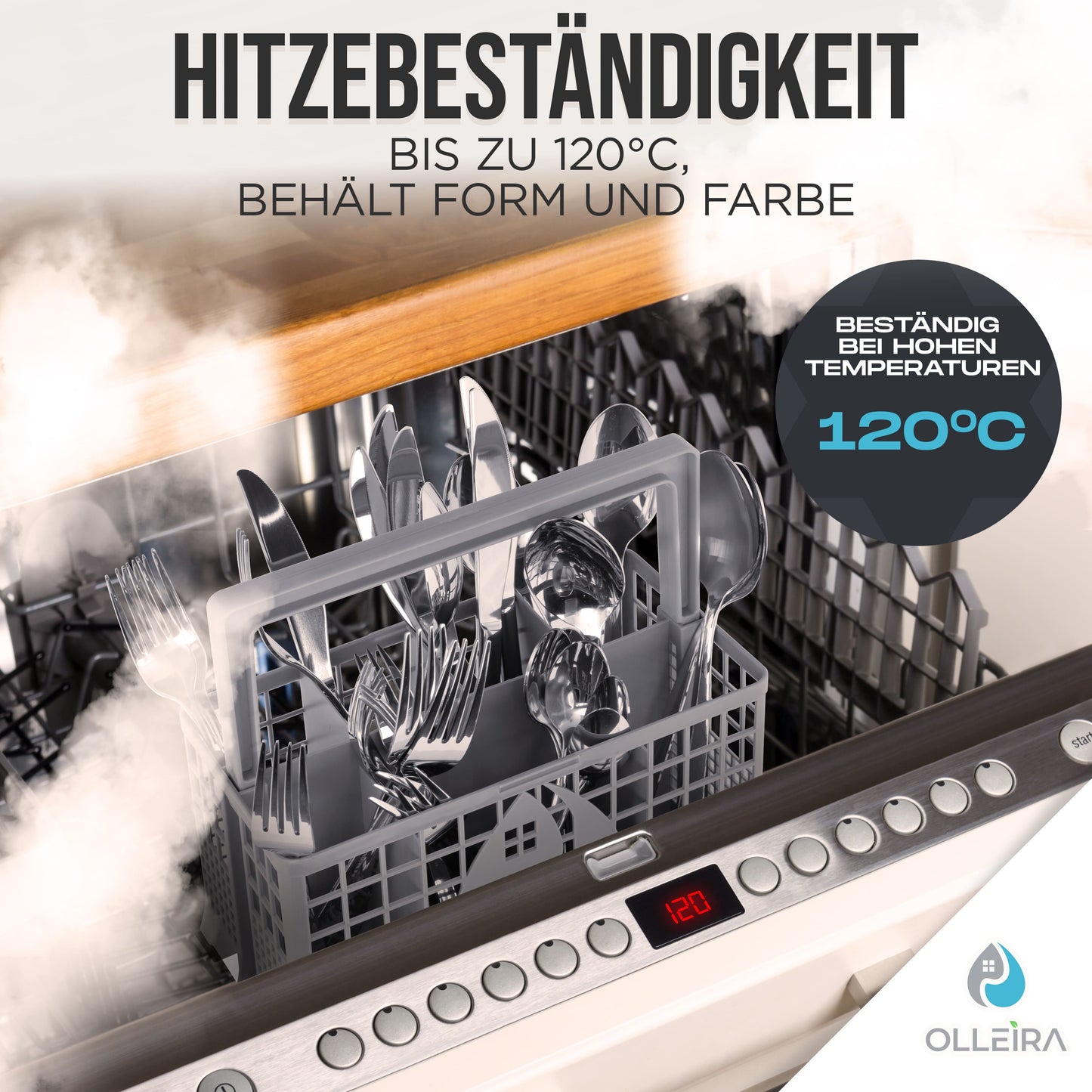 Besteckkorb Spülmaschine universal mit Halteclip – kompatibel mit Geräten von Marken wie Siemens, Bosch, Beko, Neff, Juno, Exquisit und viele mehr
