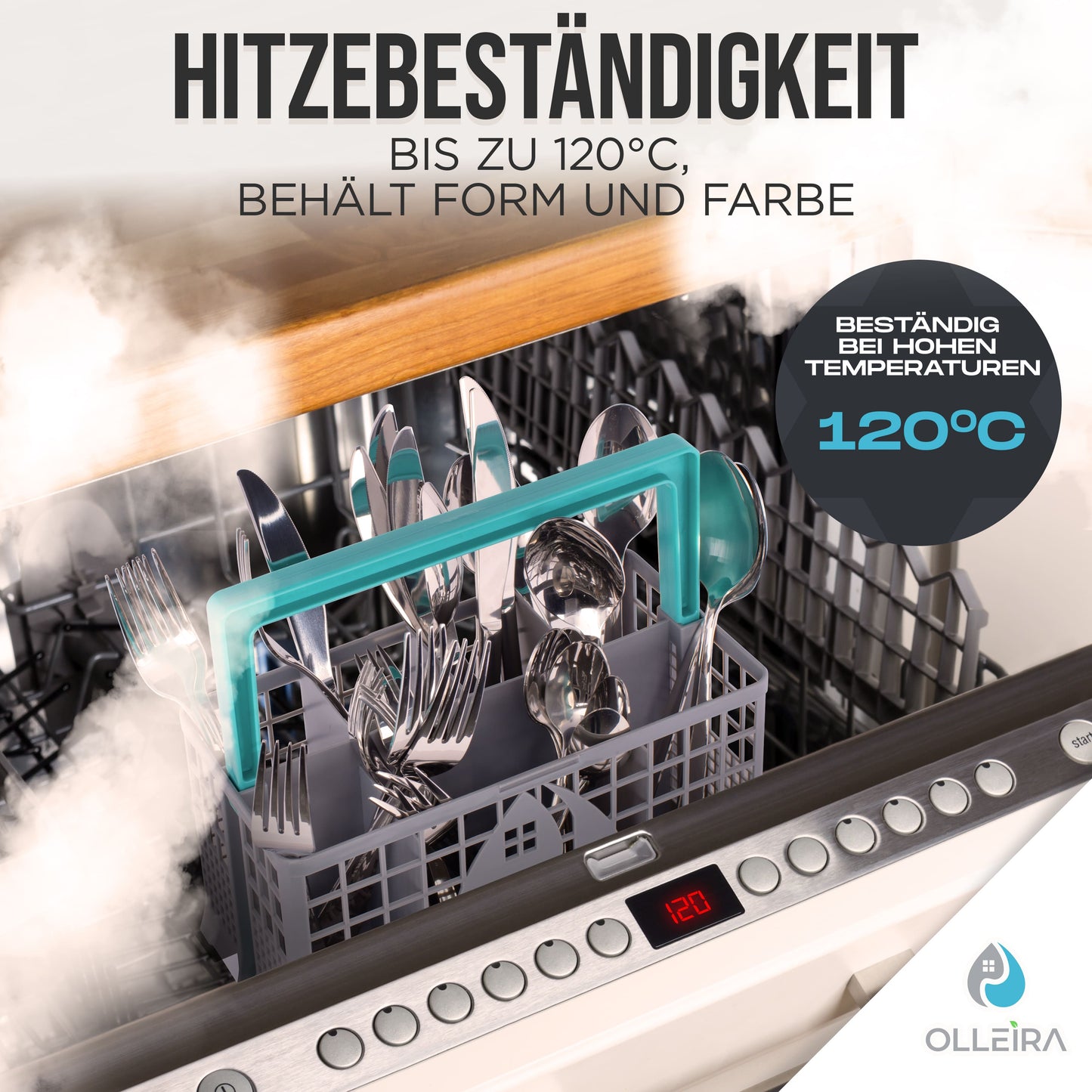 Besteckkorb Spülmaschine universal mit Halteclip – kompatibel mit Geräten von Marken wie Siemens, Bosch, Beko, Neff, Juno, Exquisit und viele mehr