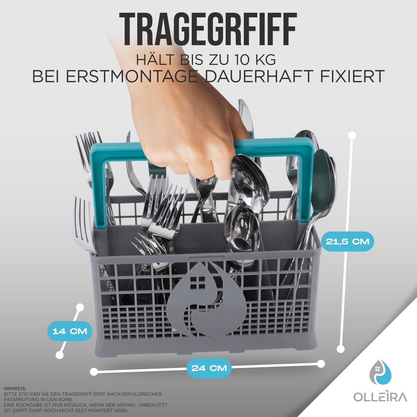 Besteckkorb Spülmaschine universal mit Halteclip – kompatibel mit Geräten von Marken wie Siemens, Bosch, Beko, Neff, Juno, Exquisit und viele mehr