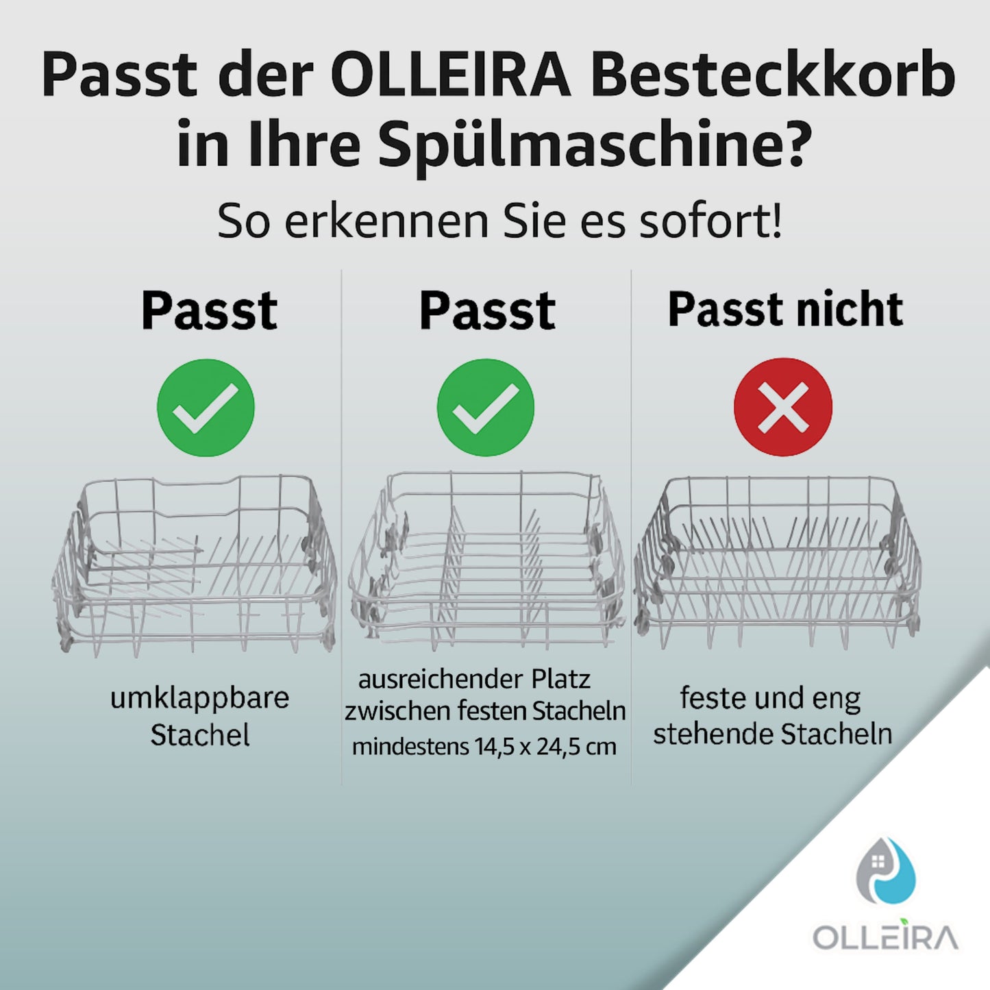 Besteckkorb Spülmaschine universal mit Halteclip – kompatibel mit Geräten von Marken wie Siemens, Bosch, Beko, Neff, Juno, Exquisit und viele mehr