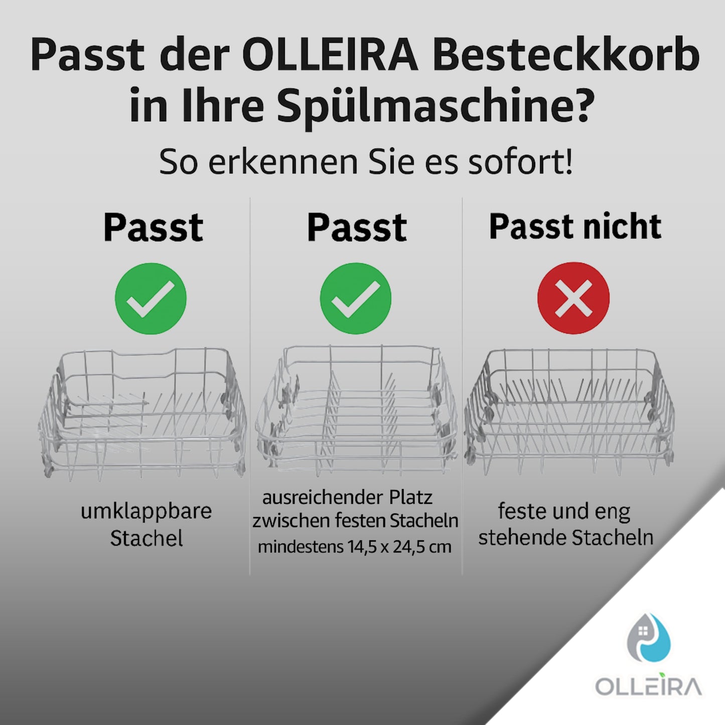 Besteckkorb Spülmaschine universal mit Halteclip – kompatibel mit Geräten von Marken wie Siemens, Bosch, Beko, Neff, Juno, Exquisit und viele mehr