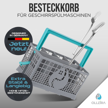 Besteckkorb Spülmaschine universal mit Halteclip – kompatibel mit Geräten von Marken wie Siemens, Bosch, Beko, Neff, Juno, Exquisit und viele mehr