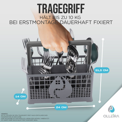 Besteckkorb Spülmaschine universal mit Halteclip – kompatibel mit Geräten von Marken wie Siemens, Bosch, Beko, Neff, Juno, Exquisit und viele mehr