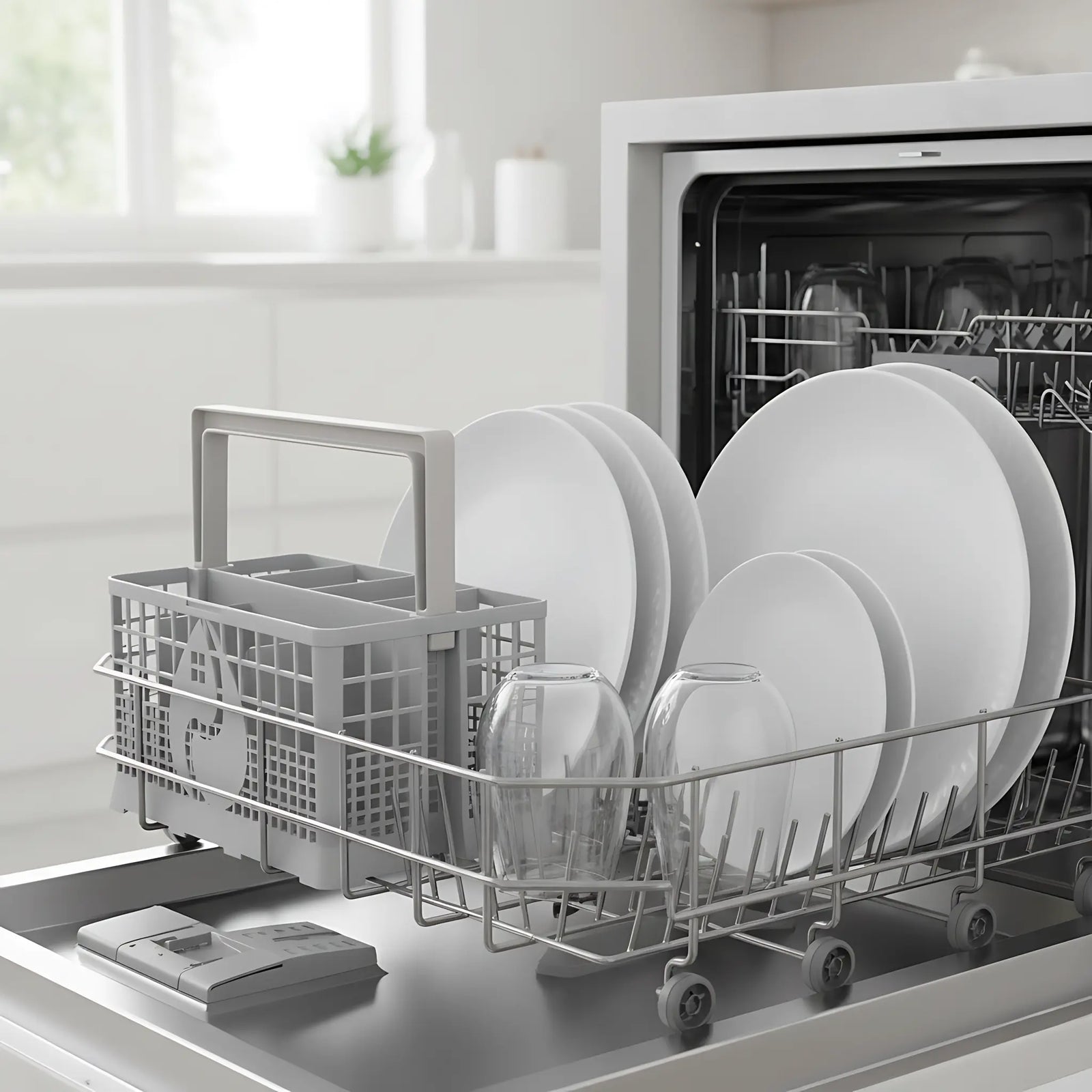 OLLEIRA Spülmaschinen-Besteckkorb Basis grau im unteren Geschirrkorb, ohne Clip, Griff grau