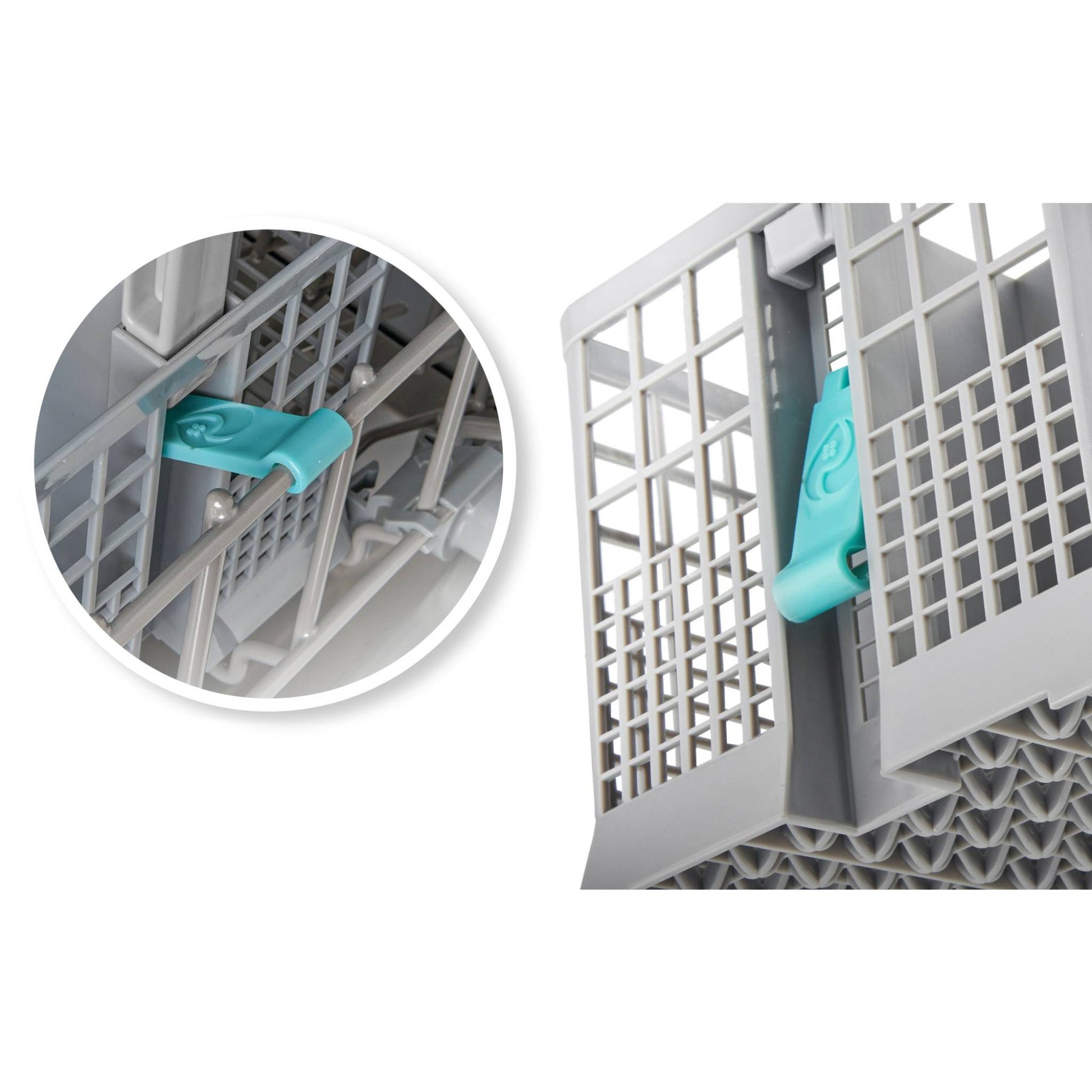 FixClip Halteclip des Olleira Besteckkorbs in Grau, sichere Befestigung in der Spülmaschine