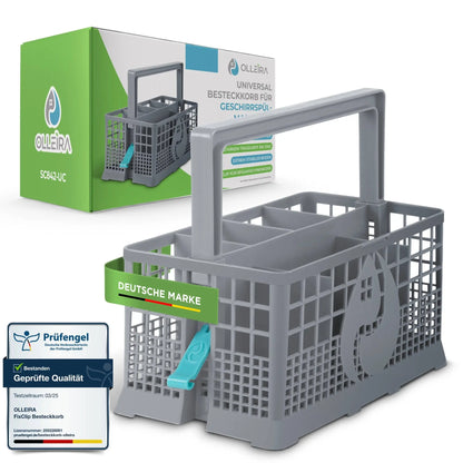 Olleira FixClip Besteckkorb Grau mit Verpackung und Prüfsiegel geprüfte Qualität