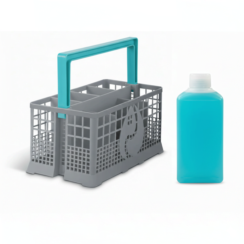 olleira-besteckkorb-spuelmaschine-gruen-mit-reiniger-250ml